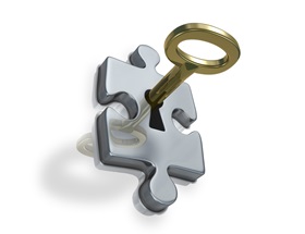 Puzzleteil mit Schlüsseloch und Schlüssel; (c) mipan, erworben über www.fotolia.de